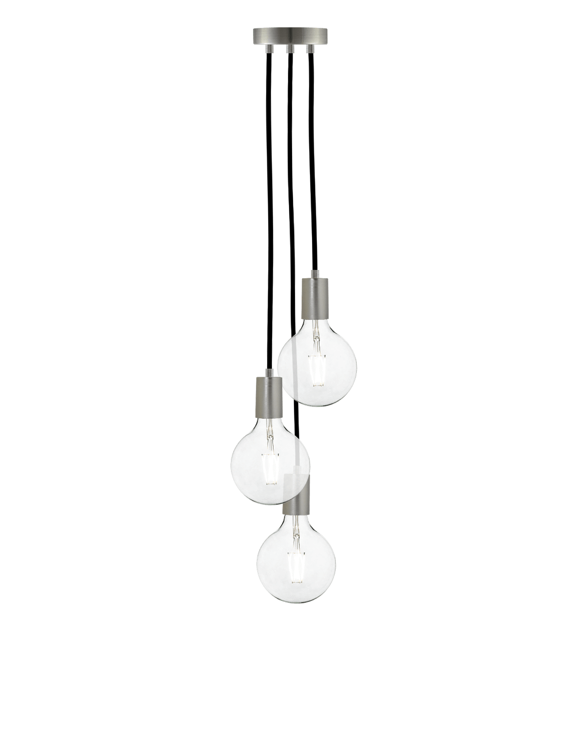 Cluster Chandelier - Staggered: Black and Nickel Hangout Lighting 3 Staggered